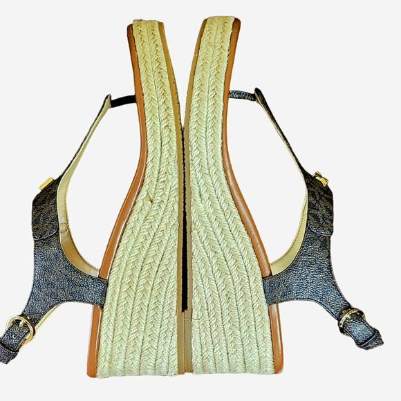 MICHAEL KORS LaneyEspadrille Thongs MKSignature Jute WedgeSlingbacks Sandals - Picture 7 of 10